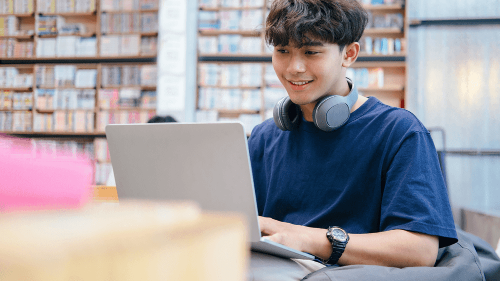 Adult learner taking English test