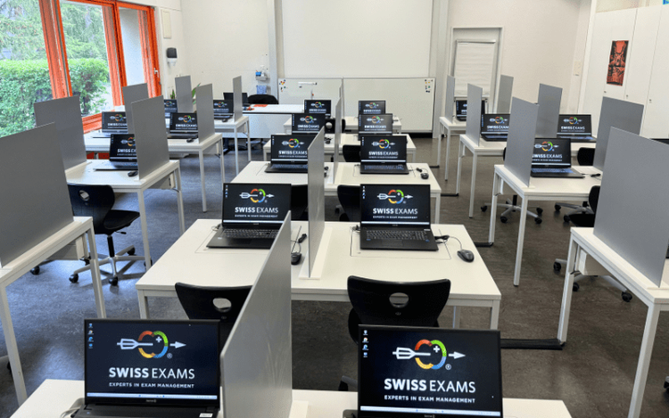 Computer exam lab prepared for Cambridge English Qualifications in Zurich