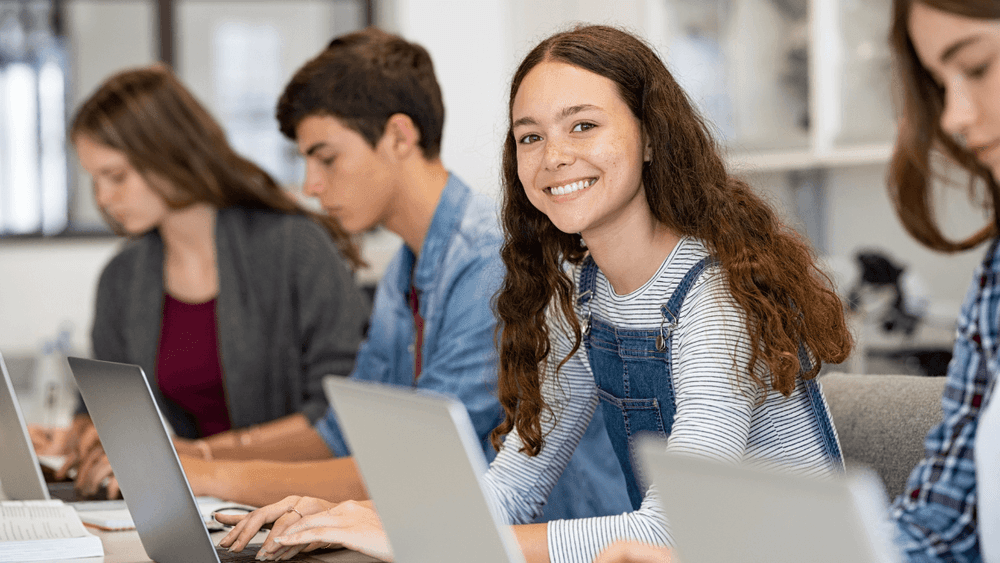 Secondary school student taking end of year English test